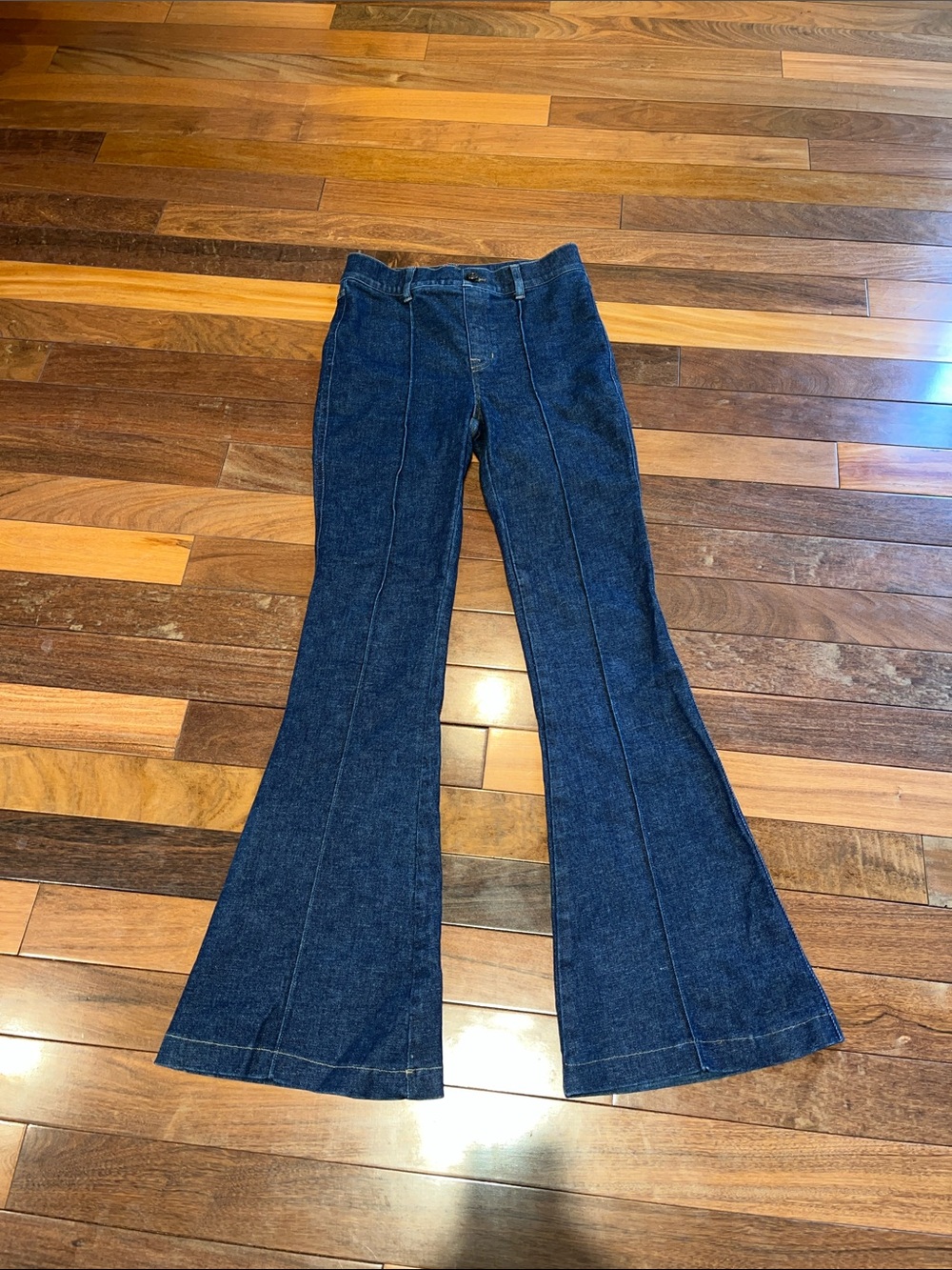 SPANX Dark Blue Flare Jeans with Front Seams